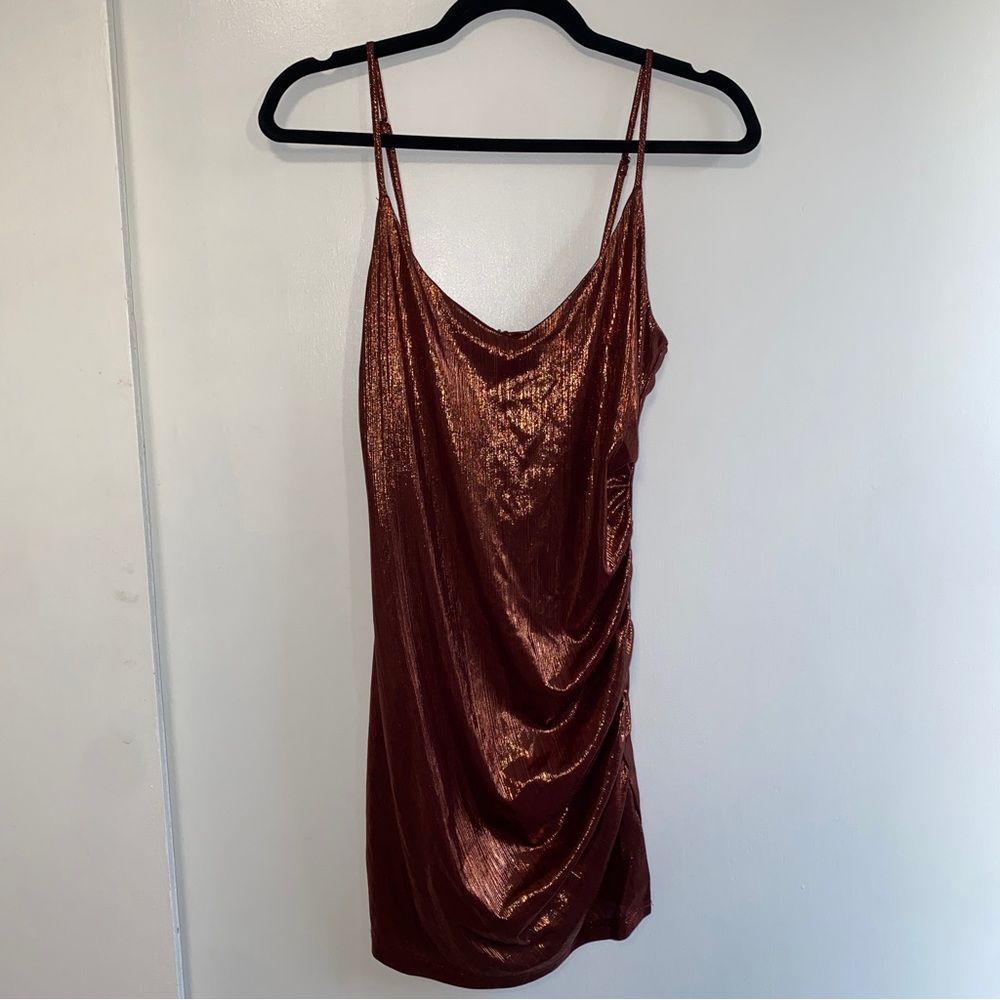 Metallic burgundy dress